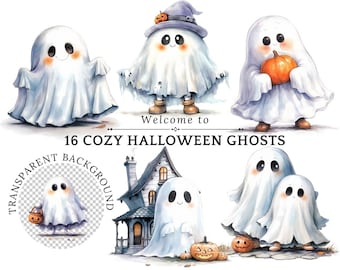 Halloween-spöken Clipart: Spöklika kostymspöken (digital nedladdning i PNG)