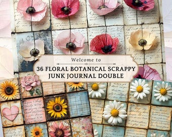 Floral Junk Journal Kit: Vintage botanische Scrappy Papiere (Digitaler Download)