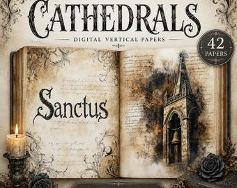 Cattedrali gotiche Junk Journal: cimeli medievali, stile gotico vintage (download digitale)