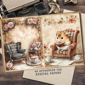 Afternoon Tea Junk Journal Kit - Vintage Ephemera - Afdrukbare pagina's - Digitale download - Vintage Afternoon Tea Junk Journal - Tea Party