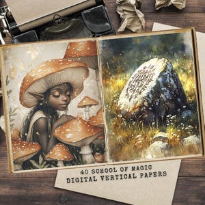 Magic School Junk Journal Kit: Afroamerikanischer Zauberer Digitale Collage (Digitaler Download)