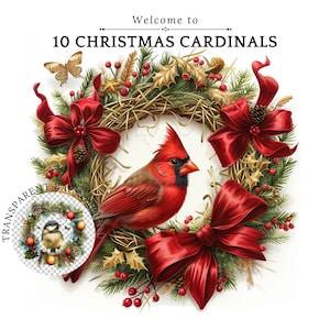 Weihnachtskränze mit PNG-Designs, Roter Kardinal Clipart, Kardinalverzierung, Blumenvogelverzierungen, Weihnachtskranz Png, PNG