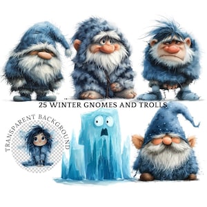 Winter Troll Clipart PNG, süße Fantasy Gnom im Winter Charakter Illustration für Scrapbooking, Kinder Basteln, nordische Zwerge, kommerzielle Nutzung