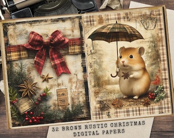 Plaid Rustic Christmas Junk Journal Kit Digital Download | Merry Christmas Junk Journal Pages | Crafting | Junk Journal Tags | Paper Craft