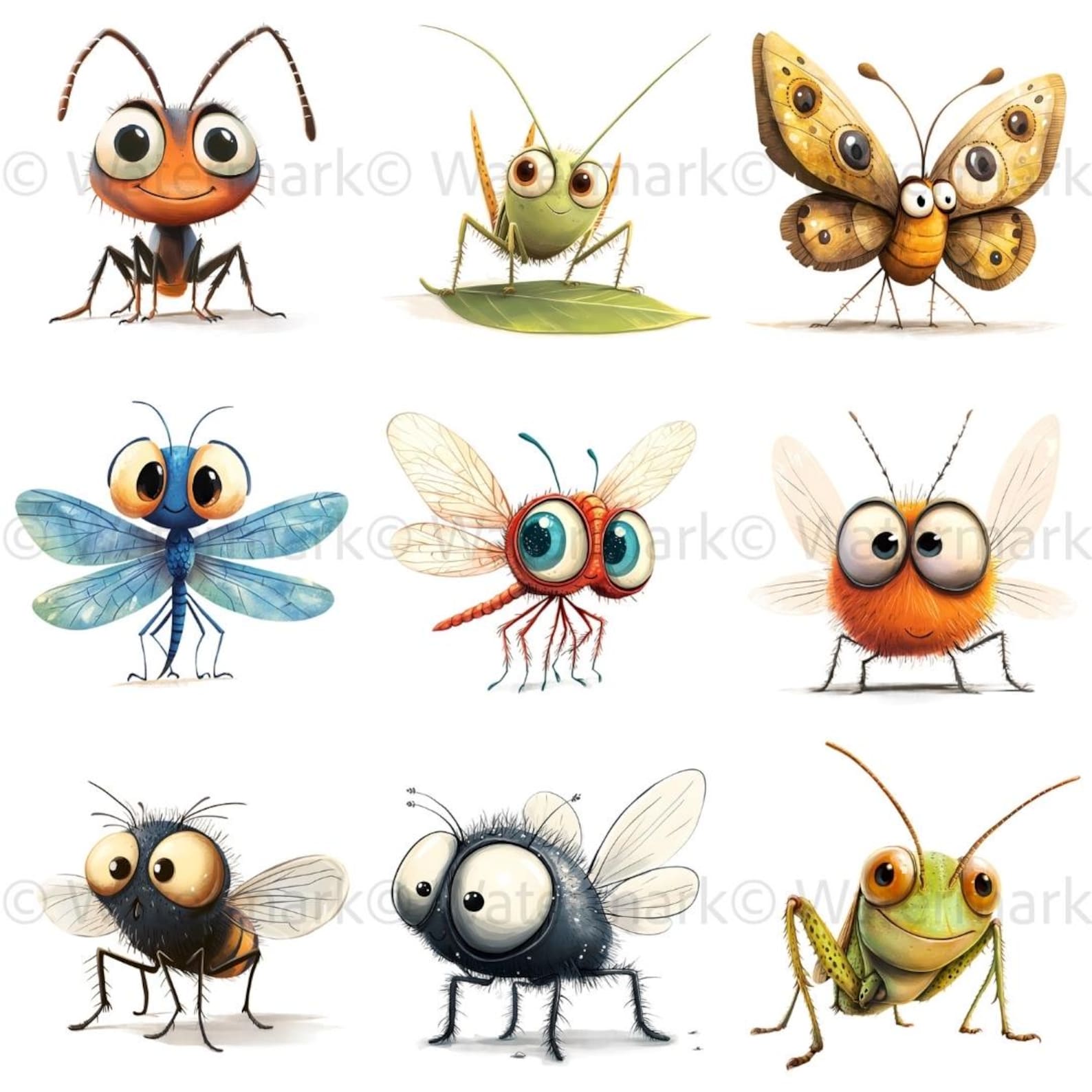 Whimsical Insect Clipart: Quirky Bugs PNG (digital Download) - Etsy
