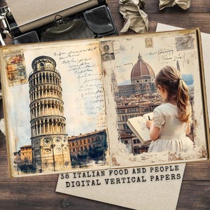 Italy Junk Journal Kit: Vintage Travel Scrapbook Pages, Trip Ephemera (Digital Download)