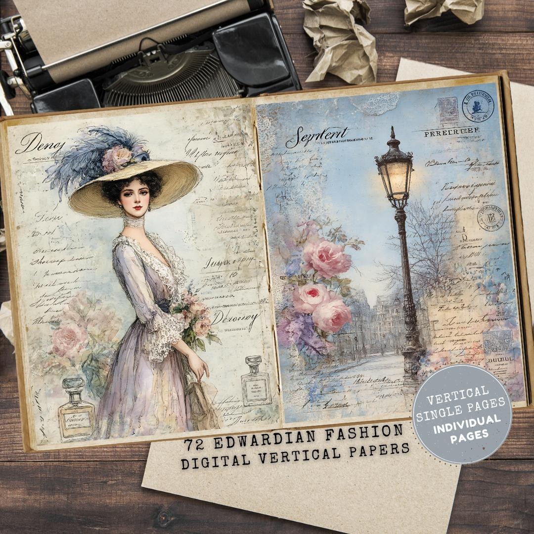 Edwardian Fashion Junk Journal Kit, Victorian Women Printable Vintage ...