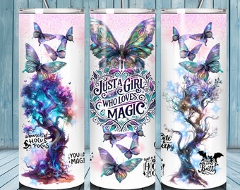 Witchy Magic Tumbler Wrap: Purple Flowers, Wizard Design (Digital Download)