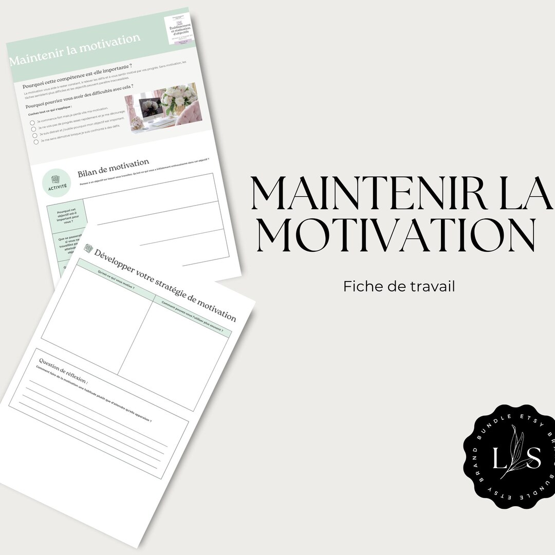Motivation Worksheet PDF | Goals Organization Tool | Printable Download ...