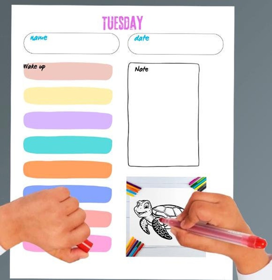Kids Weekly Planner With Coloring Pages Daily Schedule Organizer and ...