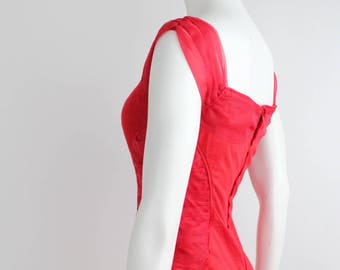 Vintage Sweetheart Red Mini Dress | Bandage Knit Dress | Lipstick Red Party Dress | xxs-xs