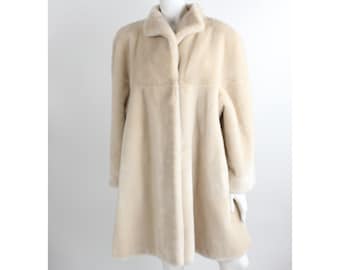 Lilli Ann Near Mint Condition Faux Fur Coat | Plush Minimal A-Line Overcoat | Made in England | L
