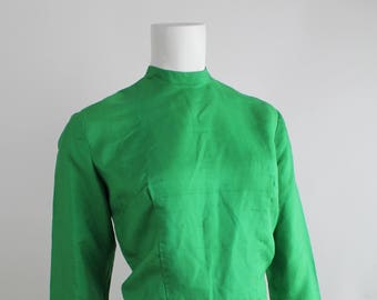 Vintage Kelly Green Sheath Dress | 1960s Dupioni Silk Dress | S-M