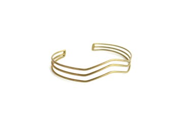 Vintage 70s Brass Cuff Bracelet | Simple Waves Cuff | Minimal Brass Metal Cuff Bracelet