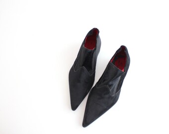 mens black leather pointed winklepicker shoes