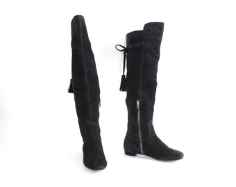 black leather otk boots