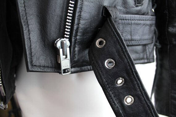 Vintage 1980s Black Leather Jacket | Cropped Leat… - image 5