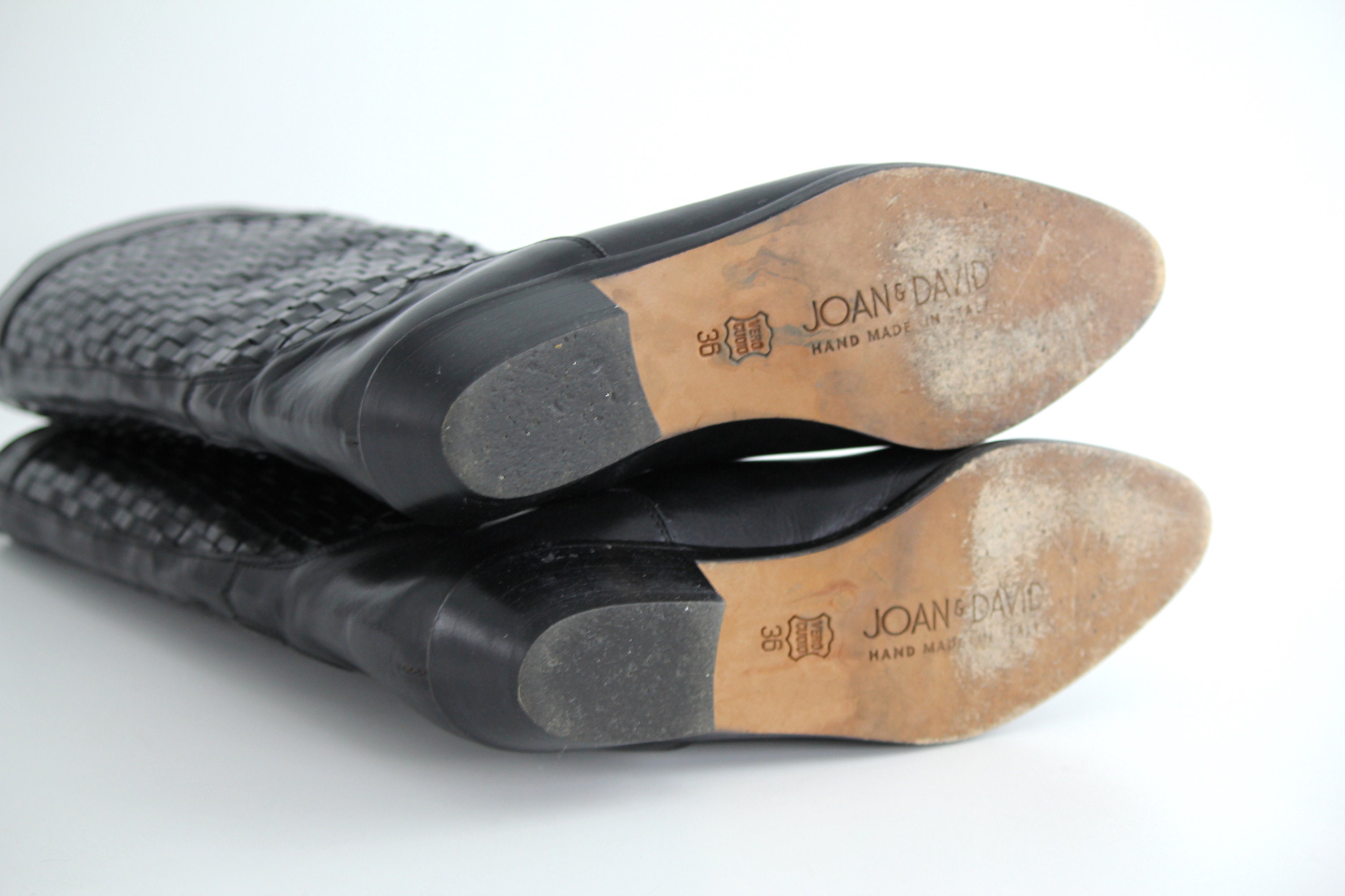 Bottes Vintage Joan & David En Cuir Marron - Taille 6, Style Combat, Crochets, Neuves Sans Emballage