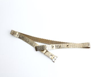 Beautiful Etched Gold Metal Belt | Vintage 1970s Metal Belt | Floral Print Belt | XS to S