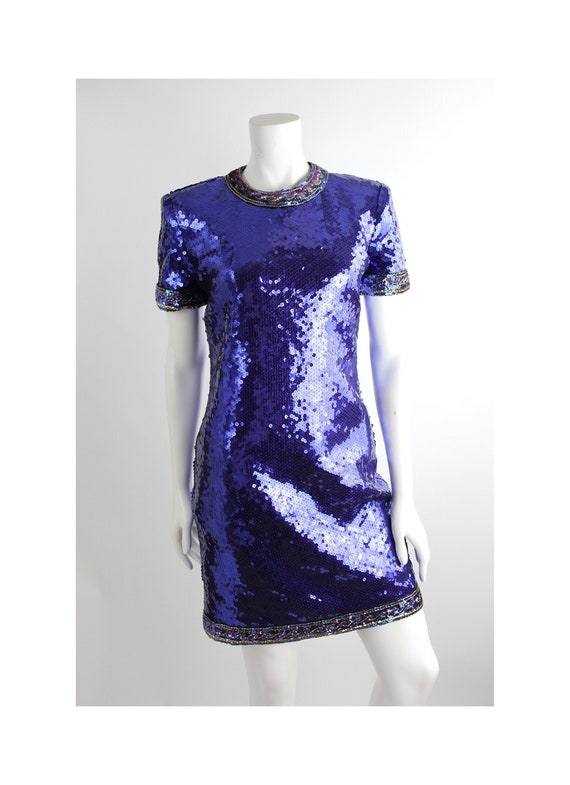 Victor Costa Vintage Party Dress | Beaded Sequin S