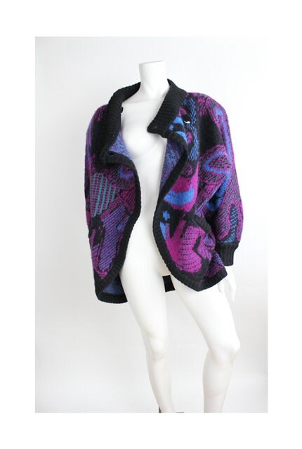 Vintage Lancôme Oversized Mohair Cardigan Sweater | Chunky Raglan