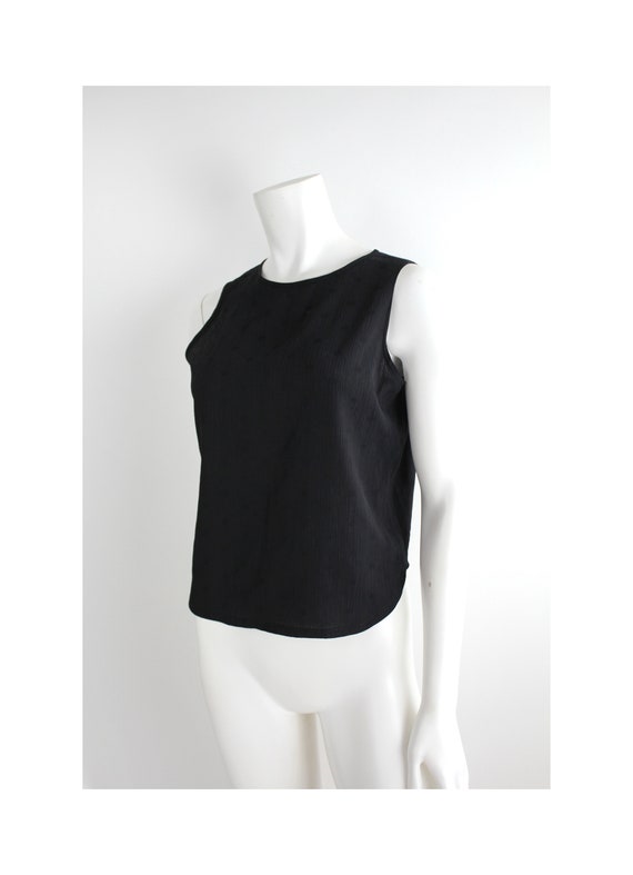 Vintage Dotted Crepe Tank Top | Black Textured Cre