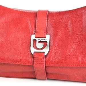 BYBLOS Red Leather Baguette Bag Y2K Leather Shoulder Bag Vintage Byblos Leather Handbag Made in Italy image 4