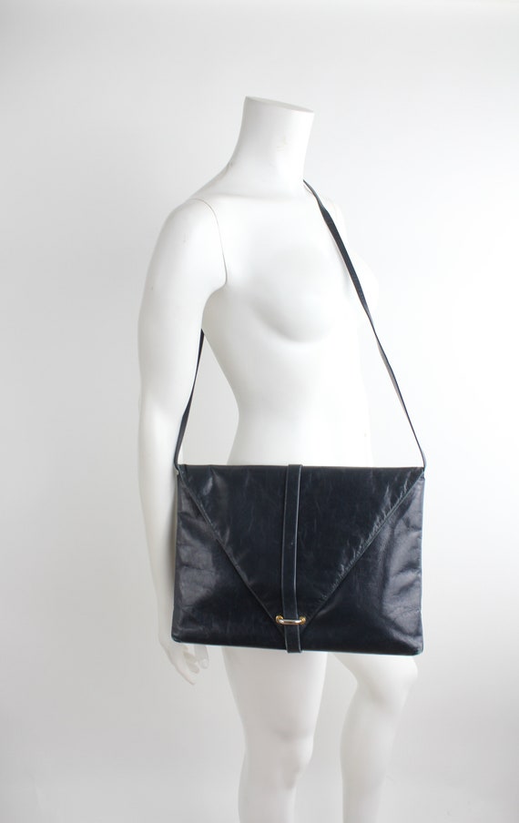 Vintage 1970s Italian Leather Bag | Large Smooth … - image 2