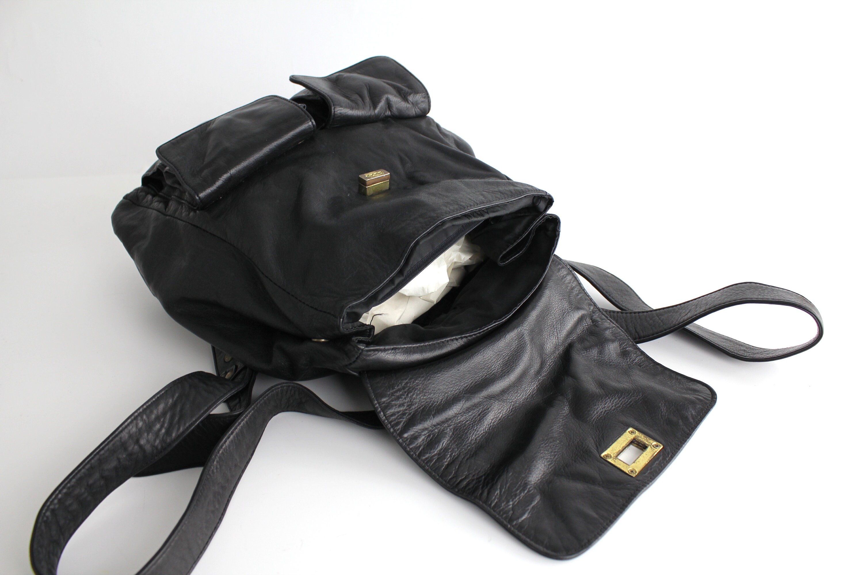 DKNY Black Sleek Soft Nappa Leather Backpack For Men or Women Urban Exclusive Backpack main image 4
