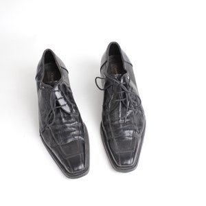 size 7.5 Men's Vintage Cesare Paciotti Black Leather Oxfords Square Toe Leather Shoes 40 image 6