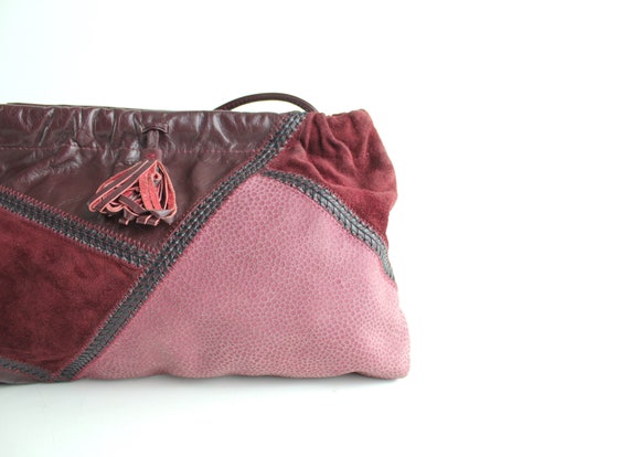 Vintage 1970s Leather Patchwork Clutch Bag | Boho… - image 3