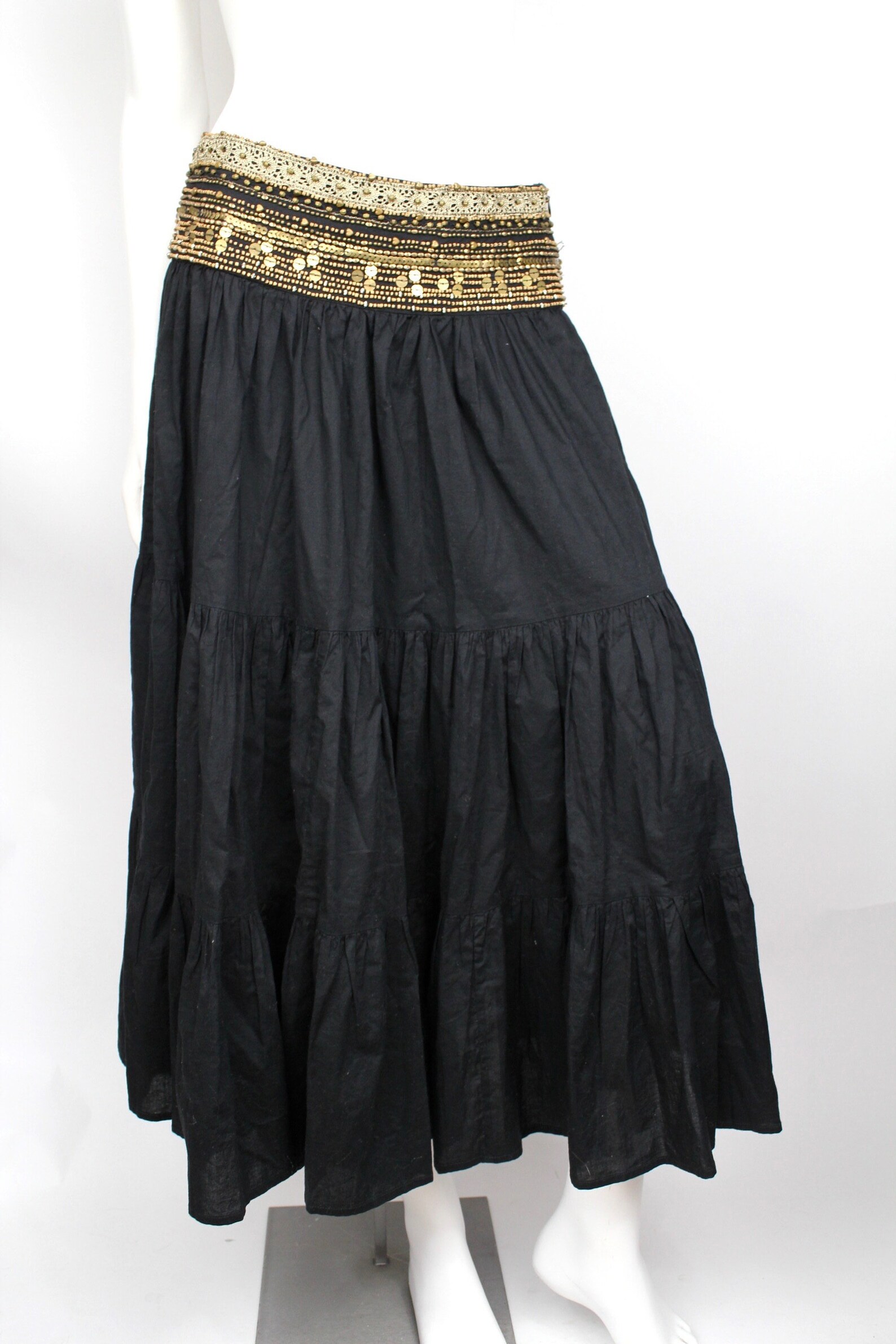 Vintage Saks Fifth Avenue Skirt Beaded Yoke Bohemian Skirt Etsy