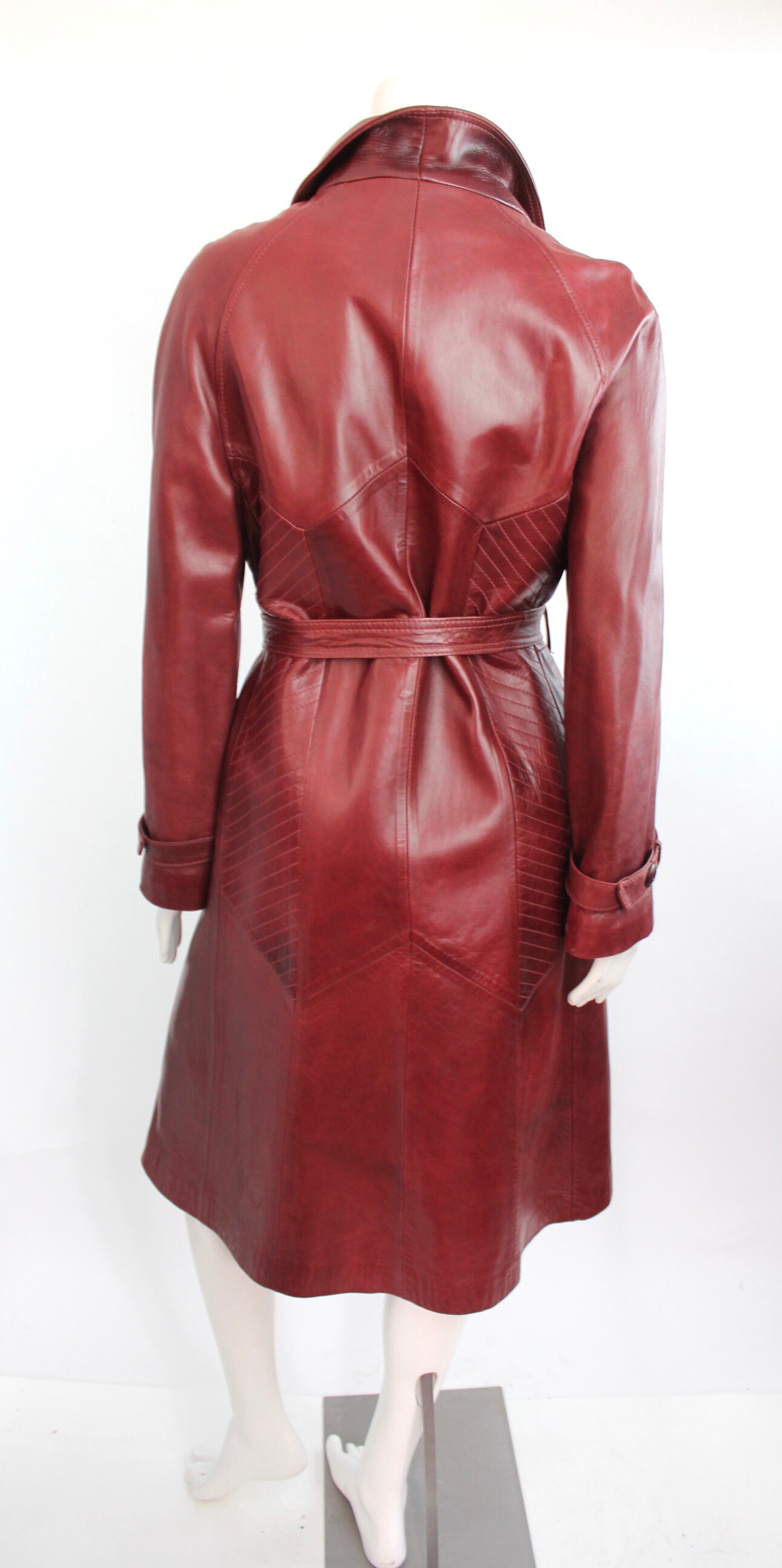 Vintage 1970s Cordovan Leather Trench Coat | Buttery Soft Belted