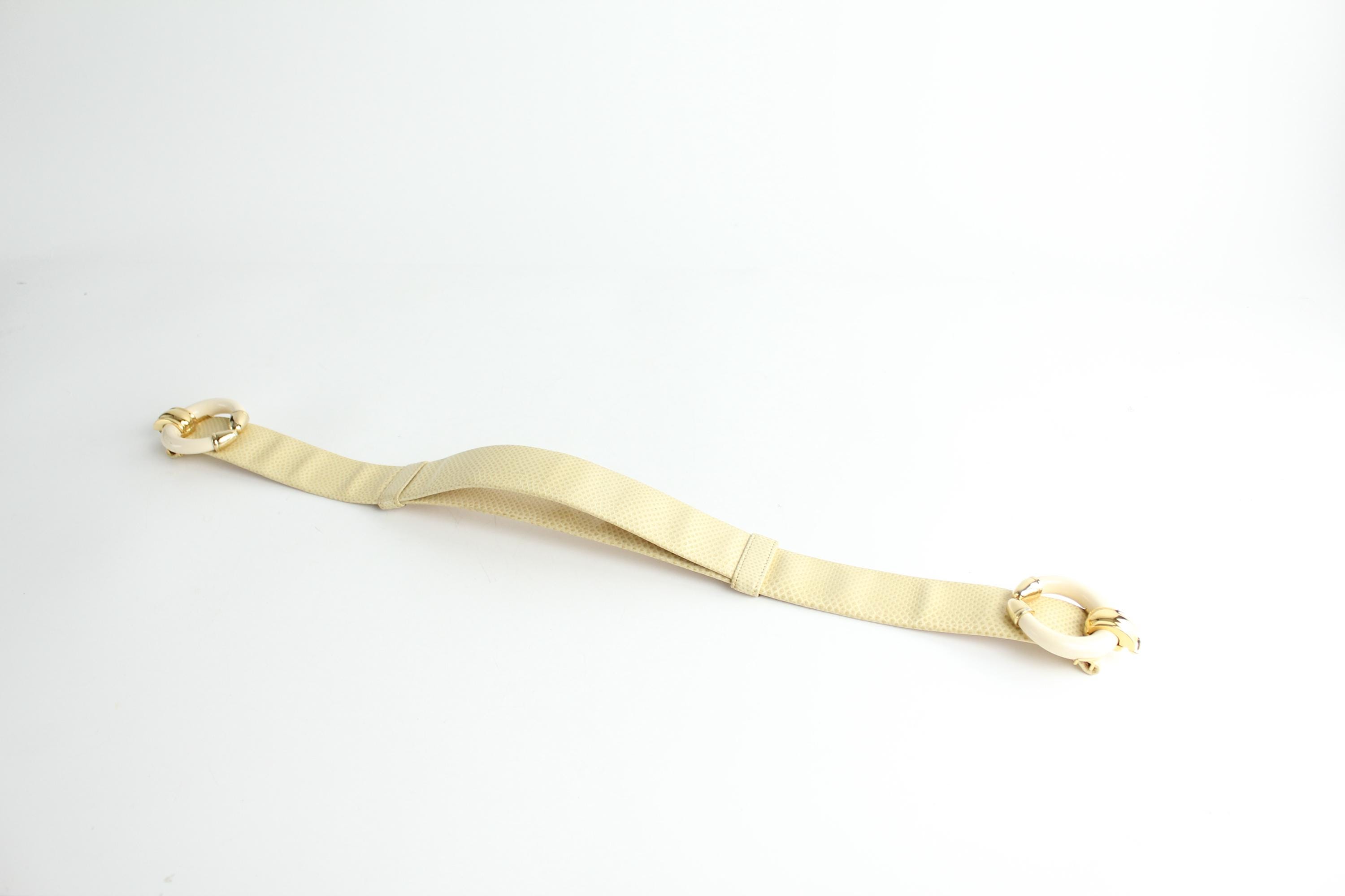 Vintage Alexis Kirk tan lizard texture leather belt. Orange Reptile Leather Belt Alexis Kirk 1980s Adjustable main image 3