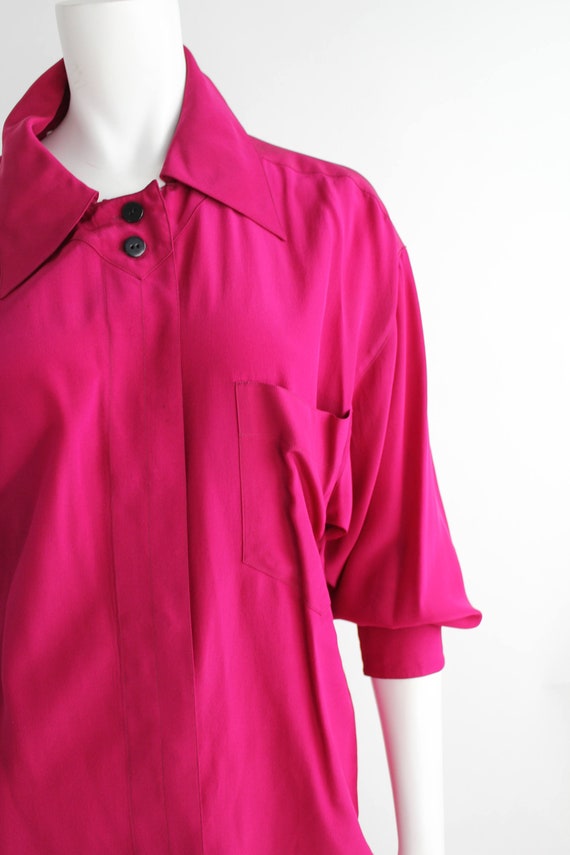 Vintage Karl Lagerfeld Silk Blouse | Crimson Red … - image 2