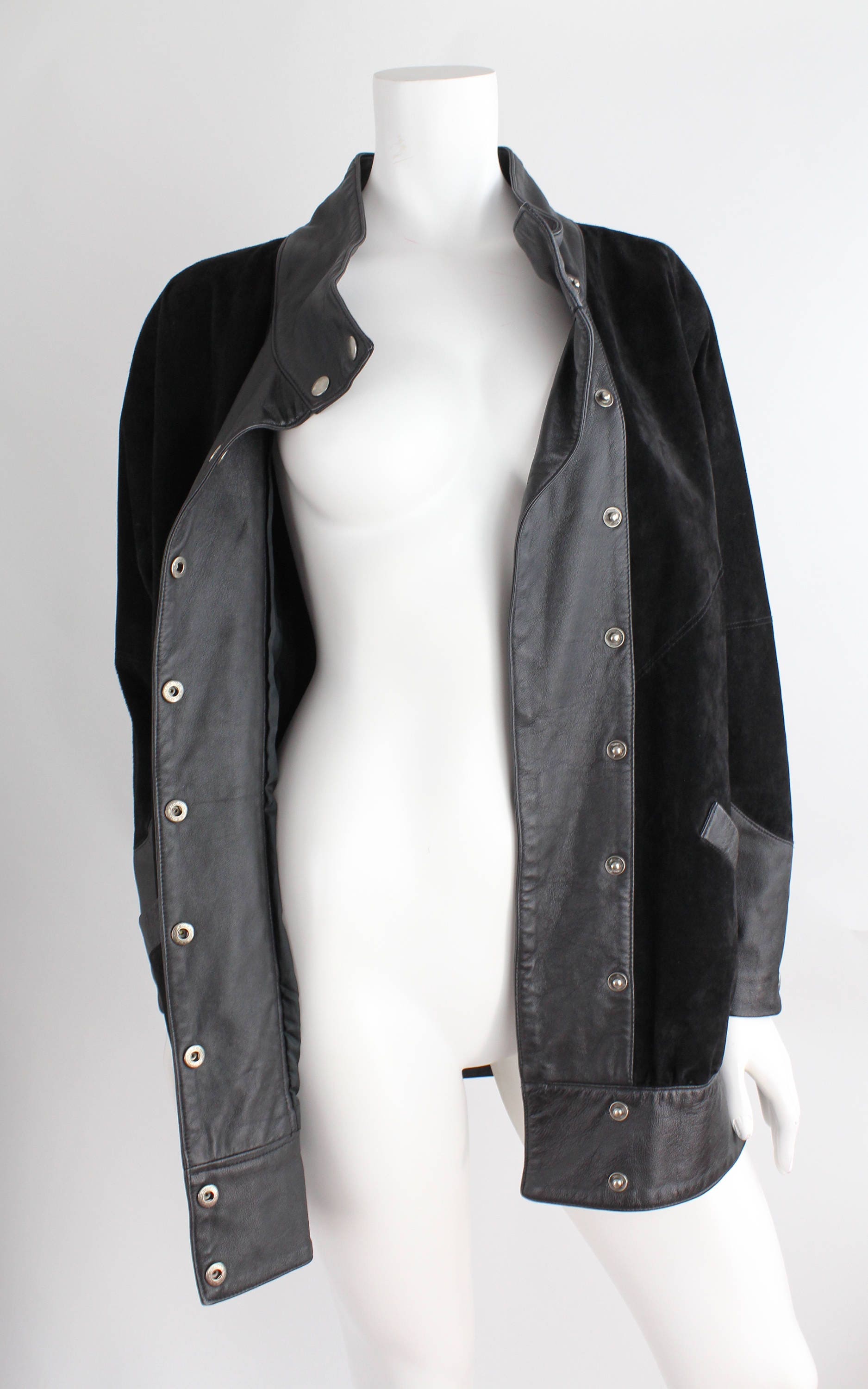 Vintage Avant Garde Leather Jacket Oversized Kimono Sleeve Etsy