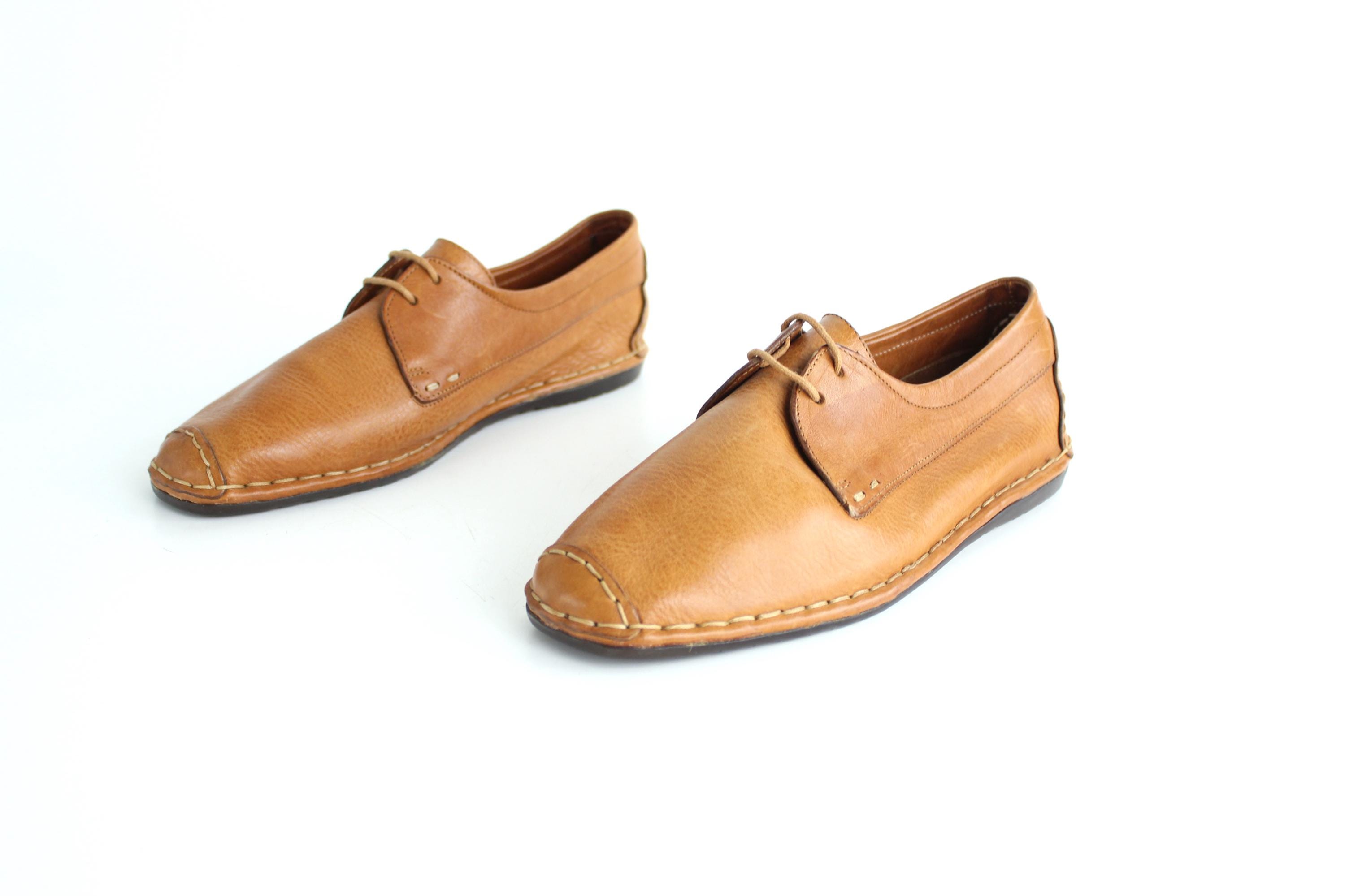 Sz 9 Never Worn Italian Leather Derby Shoes | Honey Leather 