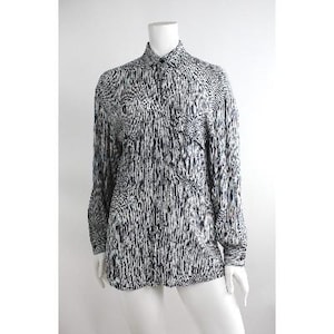 Vintage 1980s Mondi Abstract Utilitarian Button Down Rayon Shirt | Made in W.Germany, Size 34 Euro