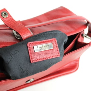 BYBLOS Red Leather Baguette Bag Y2K Leather Shoulder Bag Vintage Byblos Leather Handbag Made in Italy image 8