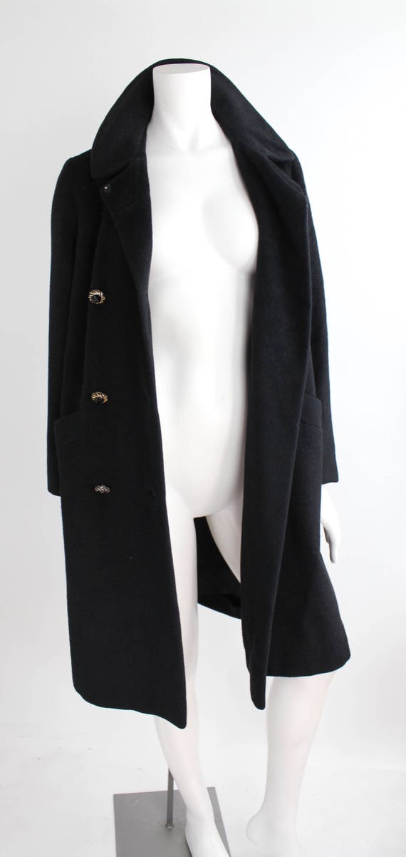 Vintage 1950s llama Wool Coat | 1950s Black Wool … - image 3