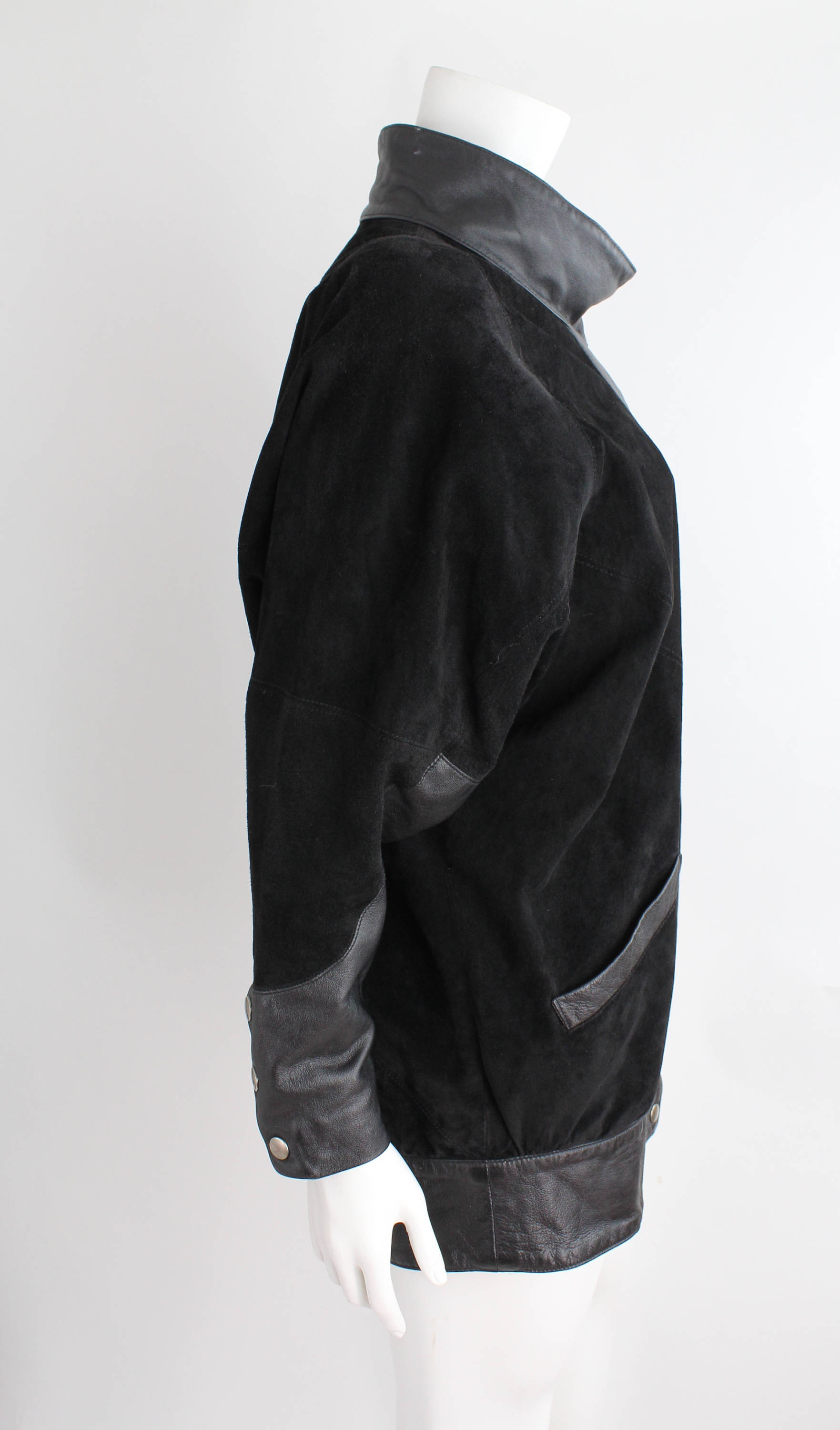 Vintage Avant Garde Leather Jacket Oversized Kimono Sleeve Etsy