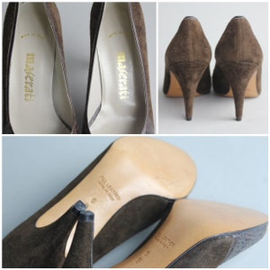 sz 6 Vintage Maserati Two Tone Shoes Snakeskin Leather Pumps Colorblock High Heels Mint Condition 36 image 5