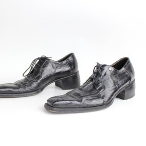 size 7.5 Men's Vintage Cesare Paciotti Black Leather Oxfords Square Toe Leather Shoes 40 image 5