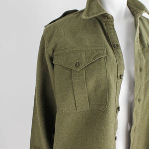 Vintage 1940s Irish Military Wool Shirt Utility Long Sleeve Wool Flannel Shirt Army Field Shirt From Belfast image 8