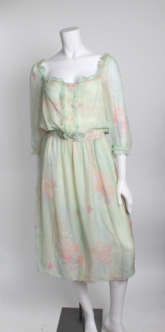 Vintage 1970s Silk Chiffon Dress | Gentillesse Fl… - image 4