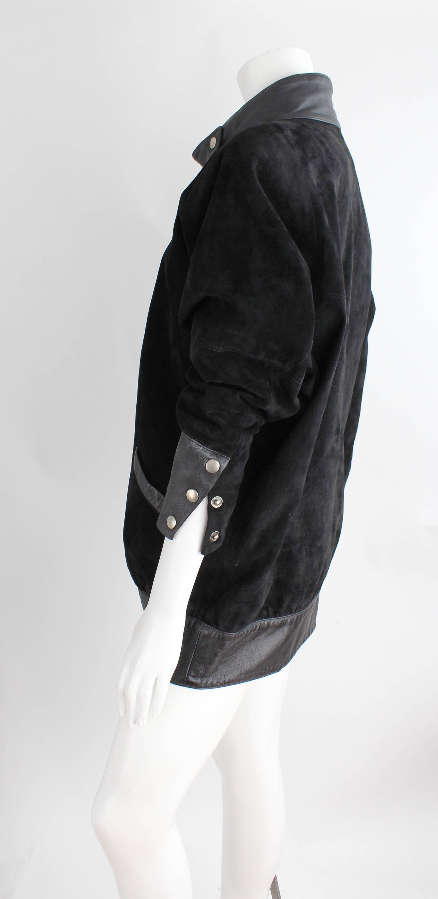Vintage Avant Garde Leather Jacket Oversized Kimono Sleeve Etsy