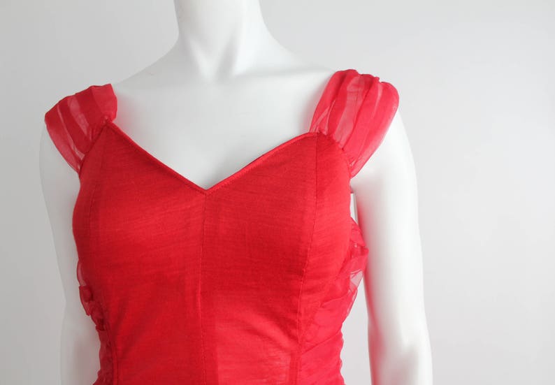 Vintage Sweetheart Red Mini Dress Bandage Knit Dress Lipstick Red Party Dress xxs-xs image 4