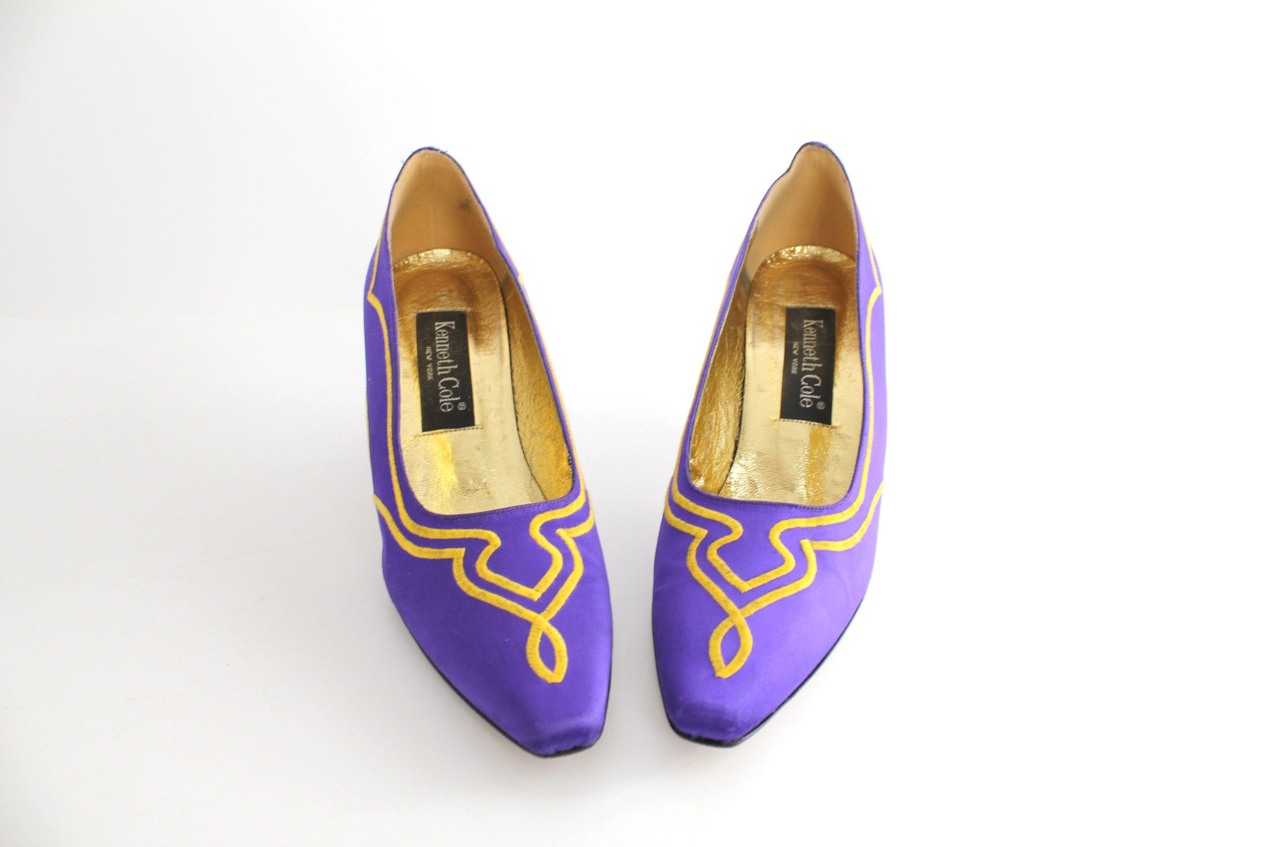 purple and yellow dress shoes Men's Yellow & Blue Leather Wingtip Oxford Shoes US 9.5 | UK 9
