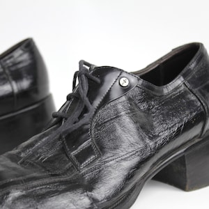 size 7.5 Men's Vintage Cesare Paciotti Black Leather Oxfords Square Toe Leather Shoes 40 image 7