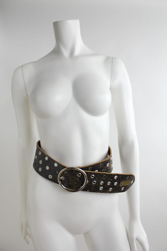 Bohemian Distressed Leather Belt | Wide Black Leather Belt  display picture 1